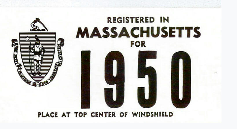 (image for) 1950 Massachusetts REGISTRATION Sticker